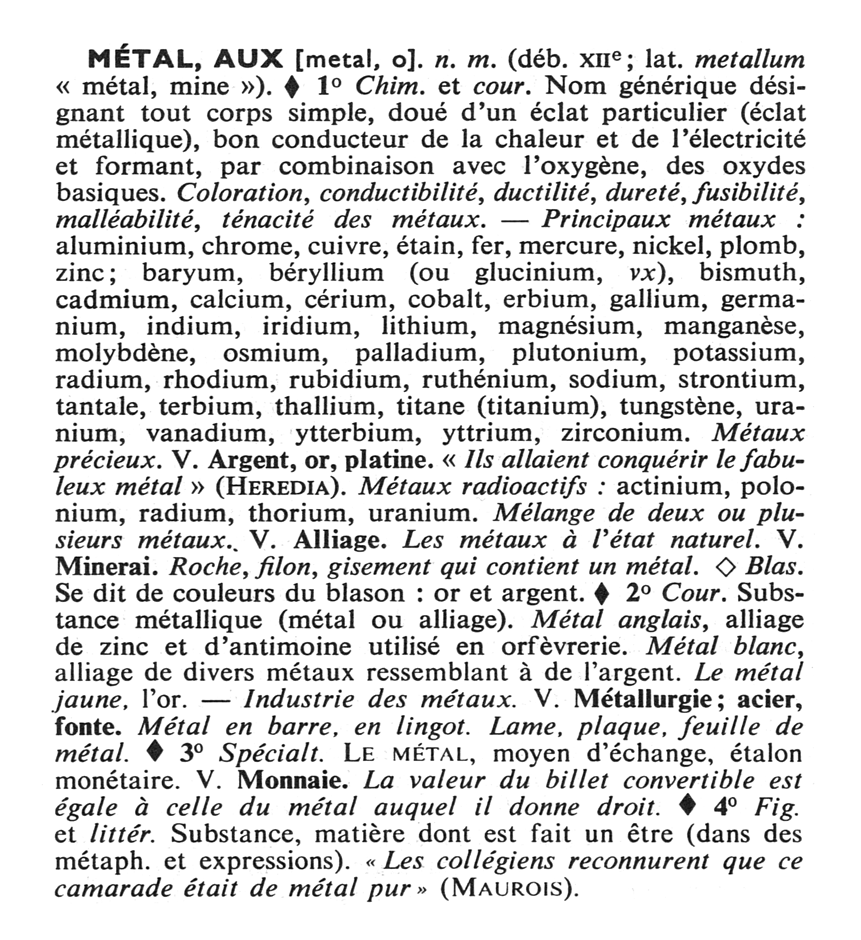Article MÉTAL, AUX du PR 1990
